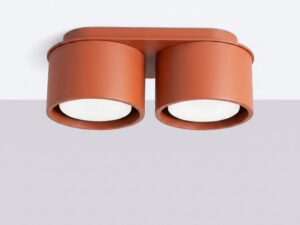Miniaturka 75 - Dwupunktowy plafon Modessa 21 cm ochra czerwona na suficie, na jasnym tle