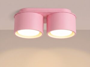 Miniaturka 48 - Dwupunktowy plafon Modessa 21 cm różowy z włączonym światłem