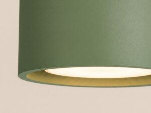 Miniaturka 56 - Dwupunktowy plafon Modessa 21 cm zielony oliwkowy – świecący klosz z bliska