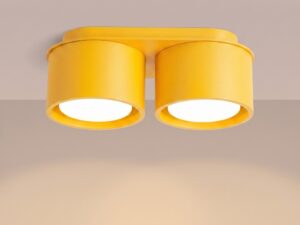 Miniaturka 34 - Dwupunktowy plafon Modessa 21 cm żółty z włączonym światłem