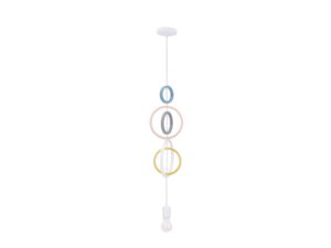 Miniaturka 1 - Dziecięca lampa Kolorowe obręcze pięć kół widok pod kątem z boku