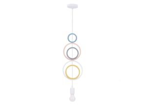Miniaturka 4 - Dziecięca lampa wisząca Kolorowe obręcze z pięcioma pastelowymi kołami widok z przodu