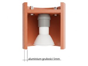 Miniaturka 32 - Elegancki Plafon OCEANUS 2 ochra czerwona – przekrój klosza z żarówką
