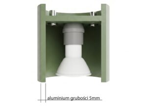Miniaturka 23 - Elegancki Plafon OCEANUS 2 zielony oliwkowy – przekrój klosza z żarówką