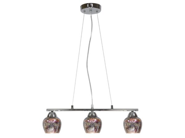 Lampa wisząca Elvomo chromowana z trzema szklanymi kloszami