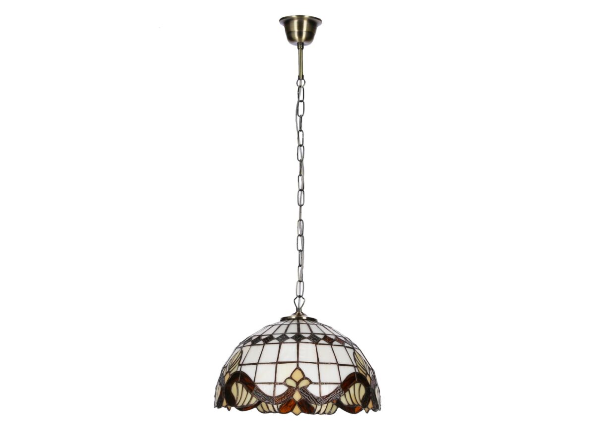 Lampa wisząca Emadona patyna z kloszem witrażowym 30 cm