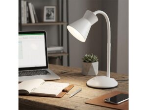 Miniaturka 3 - Biała lampka Ematina na biurku w domowym gabinecie
