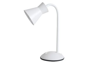 Miniaturka 1 - Biała lampka biurkowa Ematina z regulowanym ramieniem na białym tle
