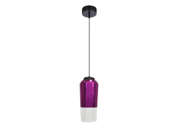 Lampa wisząca Emavela fioletowe przezroczyste szkło i czarny przewód