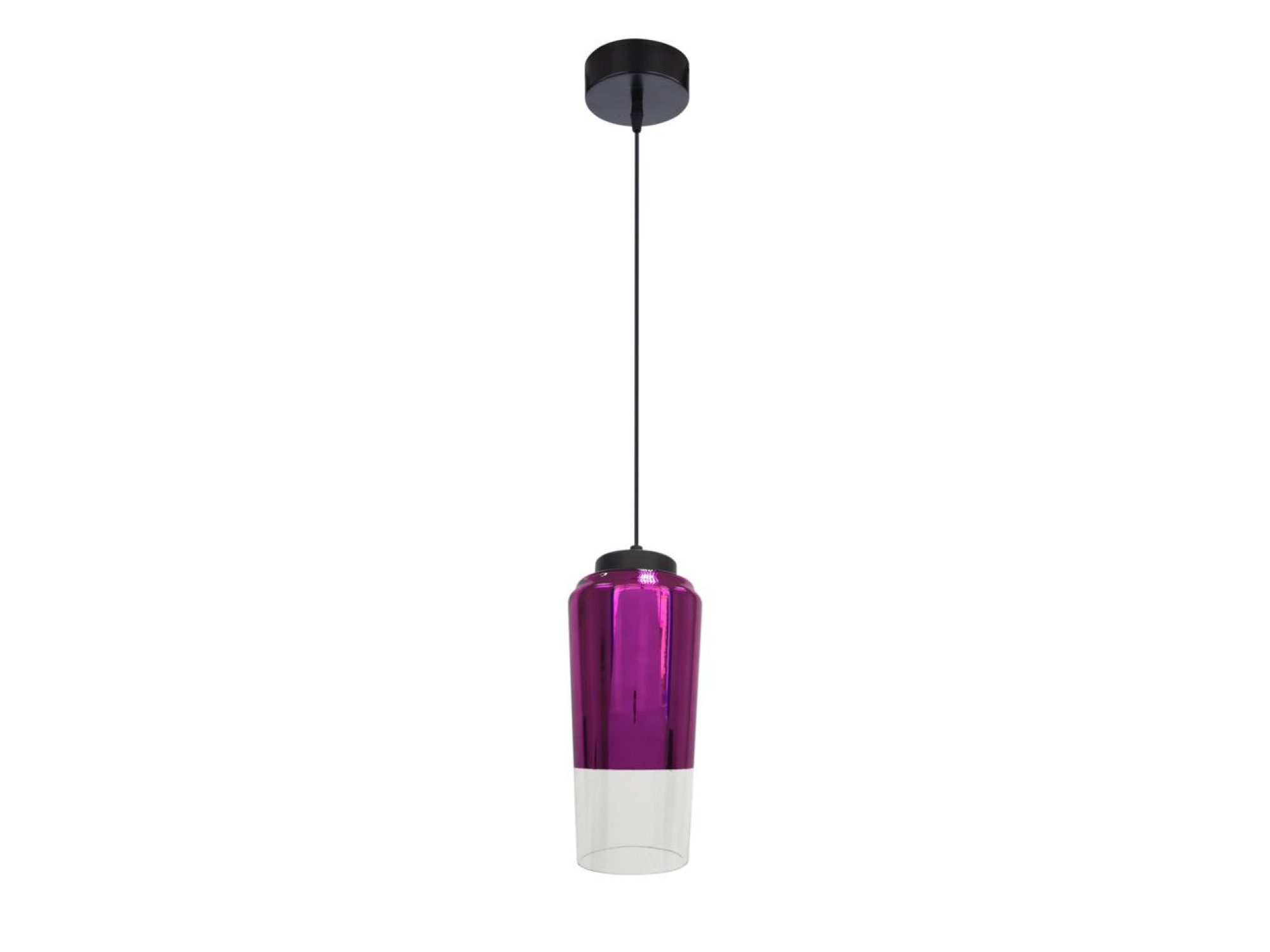 Fioletowa wisząca lampa Emavela z dwukolorowym szklanym cylindrem