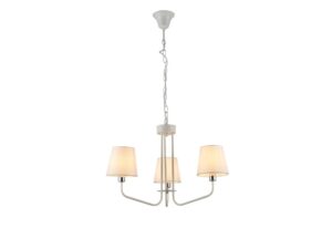 Miniaturka 4 - Lampa wisząca Evadia trzy białe abażury na jasnym stelażu na białym tle