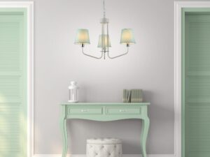 Miniaturka 1 - Lampa wisząca Evadia niebieskie abażury w pastelowym wnętrzu
