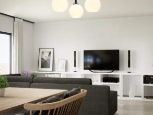 Miniaturka 1 - Lampa sufitowa Evotio rozświetlająca jasny salon i jadalnię