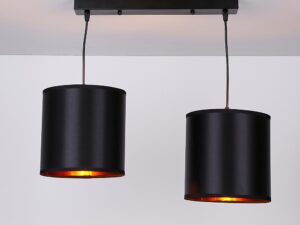 Miniaturka 2 - Czarna lampa wisząca Falemino z dwoma abażurami – dodatkowe ujęcie we wnętrzu