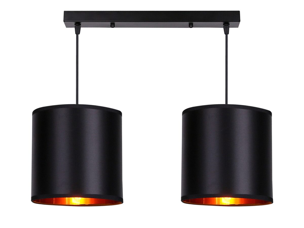 Lampa wisząca Falemino z 2 czarnymi abażurami 54 cm