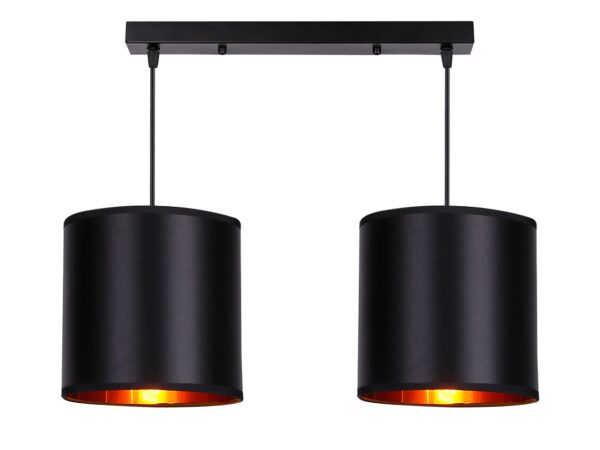 Lampa wisząca Falemino czarna z dwoma abażurami na jasnym tle