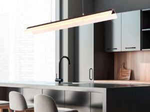 Miniaturka 1 - Brązowa lampa wisząca Feledela LED w aranżacji pomieszczenia