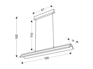 Miniaturka 4 - Rysunek wymiarowy lampy wiszącej LED Feledela w kolorze brązowym