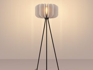Miniaturka 1 - Filcowa lampa podłogowa Elaria 134 cm w aranżacji wnętrza