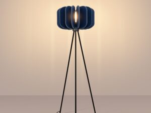 Miniaturka 8 - Filcowa lampa podłogowa Elaria 134 cm granatowy z włączonym światłem