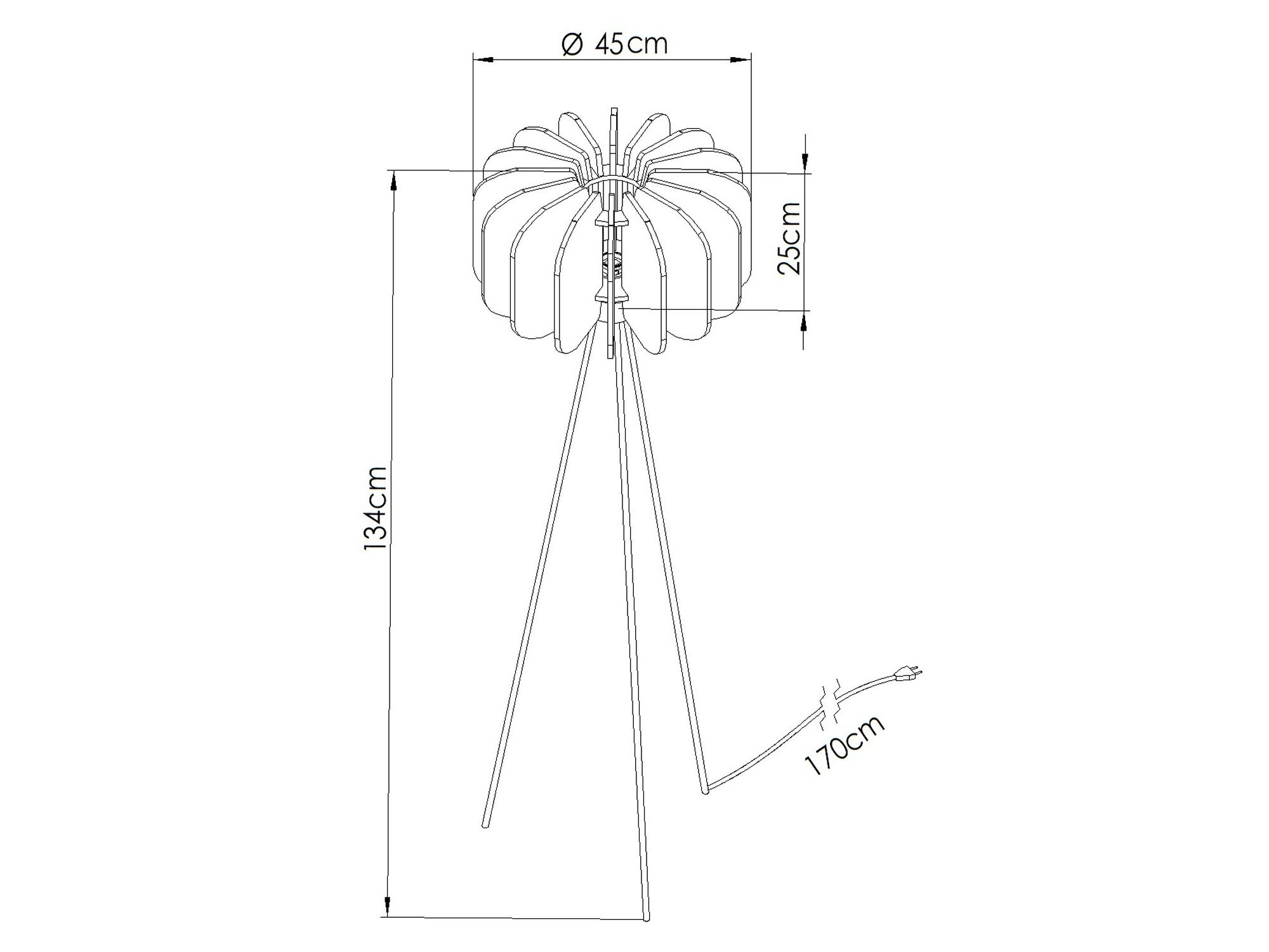 Wymiary – Filcowa lampa podłogowa Elaria 134 cm