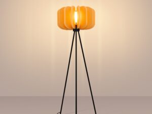 Miniaturka 14 - Filcowa lampa podłogowa Elaria 134 cm żółty z włączonym światłem