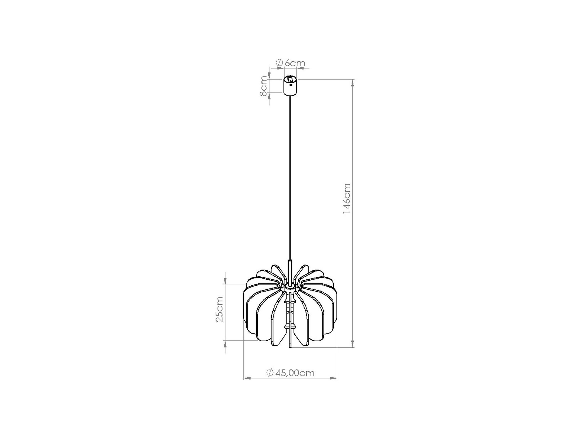 Wymiary – Filcowa lampa wisząca Elaria 45 cm
