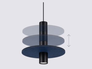 Miniaturka 10 - Filcowa lampa wisząca Merovia 30 cm granatowy / czarny – regulacja wysokości filcowego dysku