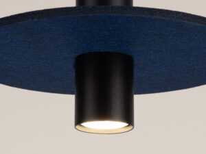 Miniaturka 11 - Filcowa lampa wisząca Merovia 30 cm granatowy / czarny – dysk i świecąca oprawa z bliska