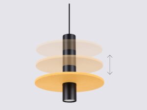 Miniaturka 20 - Filcowa lampa wisząca Merovia 30 cm żółty / czarny – regulacja wysokości filcowego dysku