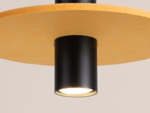 Miniaturka 21 - Filcowa lampa wisząca Merovia 30 cm żółty / czarny – dysk i świecąca oprawa z bliska