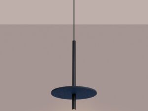Miniaturka 9 - Filcowa lampa wisząca Velsora 30 cm granatowy-czarny z włączonym światłem