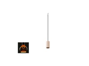 Miniaturka 4 - Lampa wisząca Fitu Stone beżowa z żarówką E27 pokazaną obok