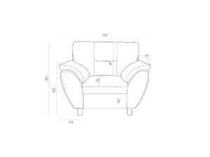 Miniaturka 2 - Fotel tapicerowany z profilowanym oparciem Belcaro 110 cm – zdjęcie 3