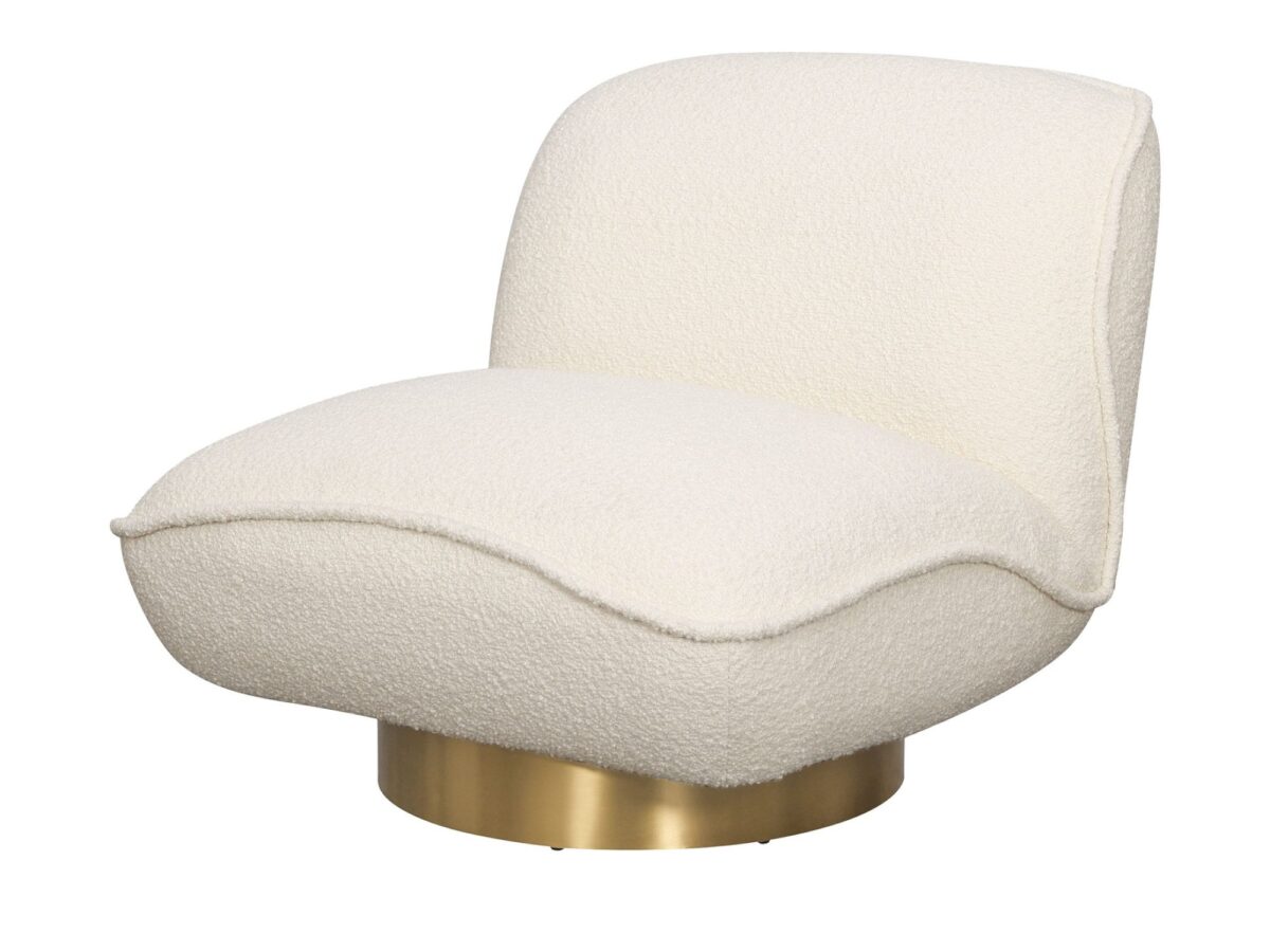 Fotel boucle ecru ze złotymi akcentami 88 cm – Zenith