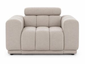 Miniaturka 6 - Fotel tapicerowany z pionowymi przeszyciami Gemvero 135 cm na białym tle