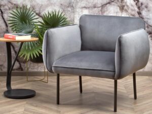 Miniaturka 5 - Fotel welurowy Velmoro 91 cm szary – zdjęcie 6