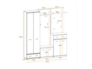 Miniaturka 3 - Garderoba z szafą lustrem i poduszką Arvello 180 cm dąb Sonoma – zdjęcie 4