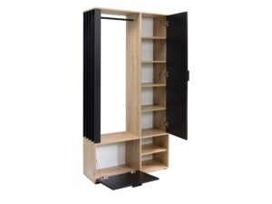 Miniaturka 5 - Otwarta garderoba Lirena Dąb Artisan z czarnymi frontami i półkami