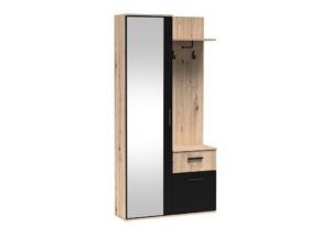 Miniaturka 1 - Garderoba Luvena Dąb Artisan z czarnym frontem dolnej szafki