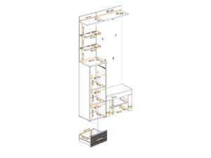 Miniaturka 1 - Garderoba z panelem LED i poduszką Melvoro 100 cm dąb Wellington biała – zdjęcie 2