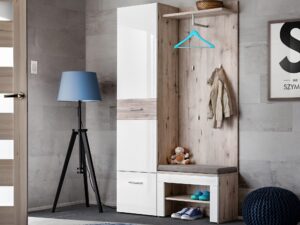 Miniaturka 4 - Garderoba z szafą i poduszką Melvoro 110 cm dąb Wellington biała