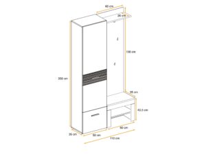 Miniaturka 4 - Garderoba z szafą i panelem Melvoro 110 cm dąb Wellington biała – zdjęcie 5