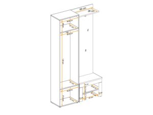 Miniaturka 3 - Garderoba z szafą panelem i poduszką Melvoro 110 cm dąb Wellington biała – zdjęcie 4