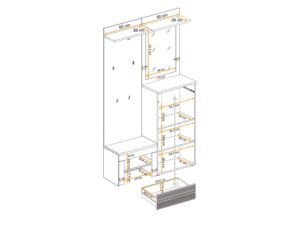 Miniaturka 1 - Garderoba z lustrem ławką i poduszką Melvoro 120 cm dąb Wellington biała – zdjęcie 2