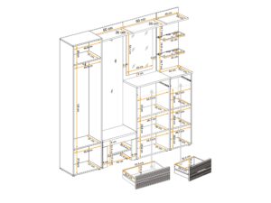 Miniaturka 3 - Garderoba z szafą panelem LED i lustrem Melvoro 210 cm dąb Wellington biała – zdjęcie 4