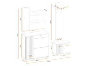Miniaturka 2 - Garderoba z lustrem i panelem Pedrivo 160 cm Hickory Jackson – zdjęcie 3