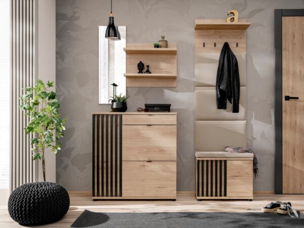 Garderoba z lustrem panelem i poduszką Pedrivo 160 cm Hickory Jackson