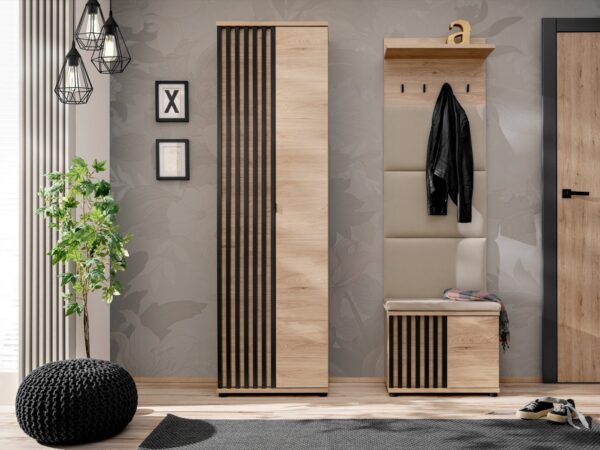 Garderoba z szafą i tapicerowanym panelem Pedrivo 130 cm Hickory Jackson