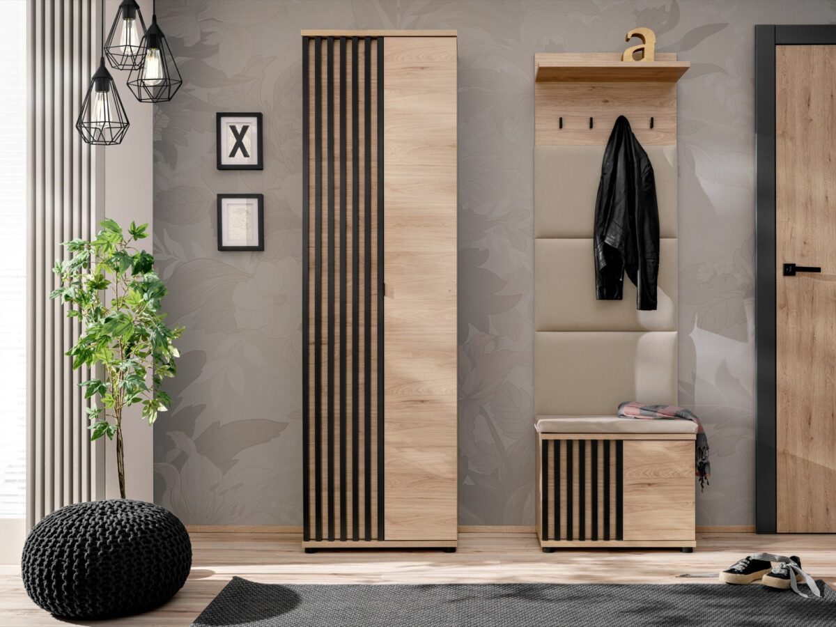 Garderoba z szafą panelem i poduszką Pedrivo 130 cm Hickory Jackson